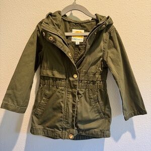 C&C California Jacket Girls Sz 3T Army Green 100% Cotton Pockets Full Zip Hooded